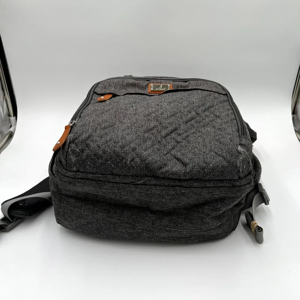 Babbleroo Backpack Charcoal Gray Pockets Padded Shoulder Straps Diaper Bag